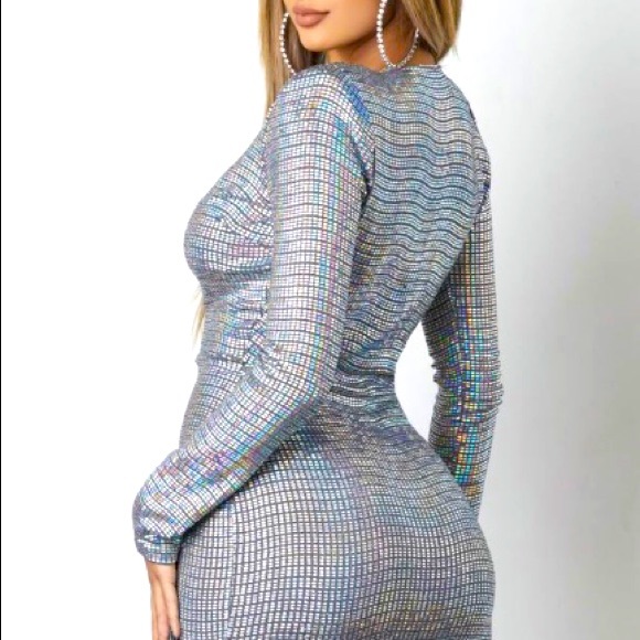 Honey Bum Silver Dime Piece Mini Dress size small - Picture 2 of 13